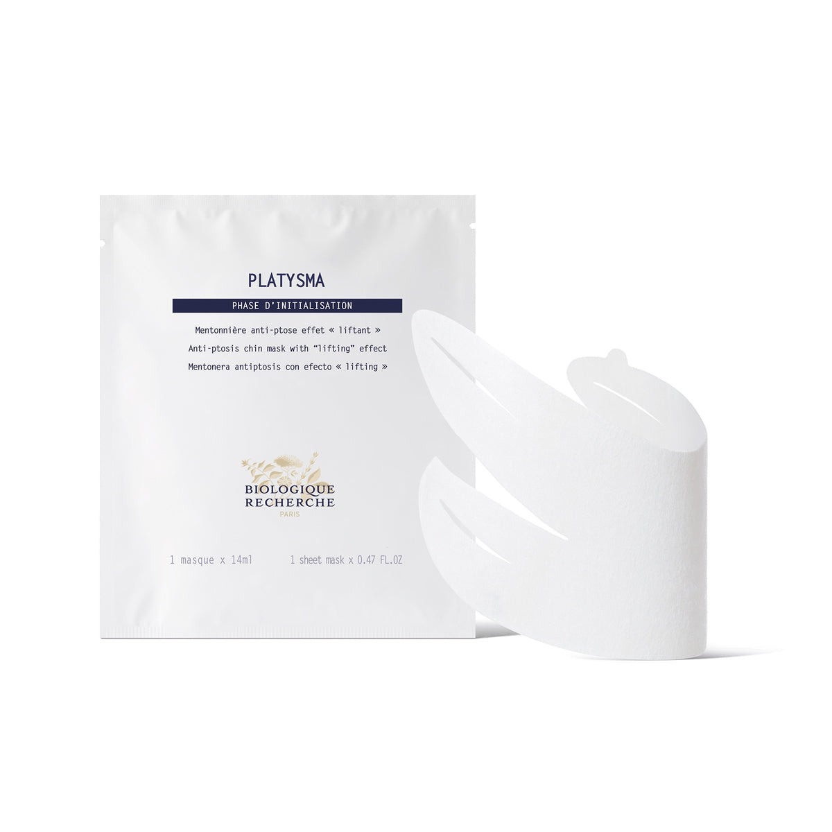 PLATYSMA - Maska na spevnenie spodného oválu tváre – Platysma 1 Sachet – spevňujúca a anti-ptosis maska – Biologique Recherche